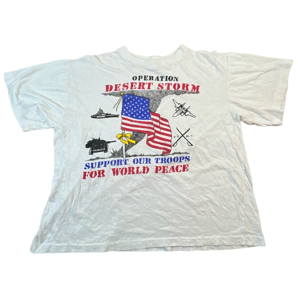 Vintage Single Stitched Operation Desert Storm, Support our Troops T-Shirt XL!